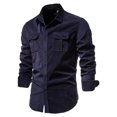 thumbnail image 2 of Mikilon Chemise Blouse Décontractée pour Homme en Velours Côtelé de Coton à Manches Longues, Coupe Ajustée, Col Rabattu, 2 of 9