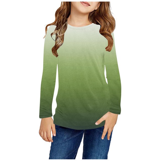 Miqool Chandails à Manches Longues pour Filles, Chandails Mignons d'Automne, Tenues de Vacances à Col Rond, Hauts Courts Teinture sur Nœuds Confortables pour Enfants 3-13 Ans