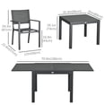 thumbnail image 3 of Outsunny Ensemble de Salle à Manger de Patio, Table Extensible, 6 Chaises Empilables, Gris Foncé, 3 of 10
