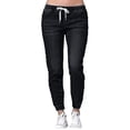 thumbnail image 1 of Womens Elastic Waist Pencil Stretch Denim Skinny Drawstring Jeans Pants Trousers, 1 of 5
