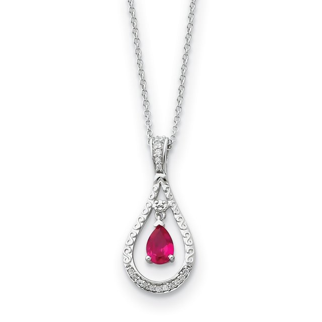 Collier Pierre de Naissance en Argent Sterling Juillet CZ, 18 Pouces