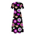 thumbnail image 4 of Robe d'Été pour Femmes 2024 Mode Grande Taille Manches Courtes Col Rond Jupe Mi-Longue avec Imprimé Superposé Double Poche Robe 50 % de Réduction Liquidation!, 4 of 4