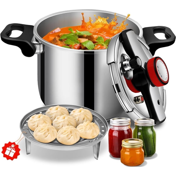 pressure cooker stainless steel 10.57 quart, olla de presion, stainless steel Pressure Cooker 10+ quart, Compatible with Induction and Gas Stovetops, ollas de presión para cocinar panela de pressao