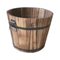 thumbnail image 2 of DOLITY Wooden Bucket Pot Flower Planter Barrel Outdoor Home Decor Round Round Top_M, 2 of 7