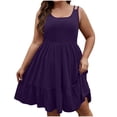 thumbnail image 1 of Timegard Robes Grande Taille pour Femmes Col Rond à Volants Sans Manches Ample Confortable Mi-Longue Robe Été, 1 of 7
