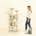 thumbnail image 3 of PawHut 54" Cat Tree Tower with Scratching Posts, Cat Condos, Cream White, 3 of 10