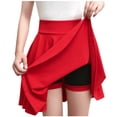 thumbnail image 1 of Jupe Basique Polyvalente pour Femme Grande Taille Extensible Taille Haute Décontractée Évasée Trapèze Mini Patineuse avec Short, 1 of 5