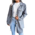 thumbnail image 1 of IROINID Women's Mid-Length Woolen Jacket Solid Color Long Sleeve Comfy Autumn And Winter Single-breasted Woolen Coat, Gray, 1 of 6