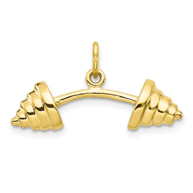 10K Yellow Gold Solid Barbell Charm