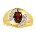 thumbnail image 1 of RYLOS 14K Yellow Gold Ring 8X6MM Oval Gemstone & Diamond Unisex Rings Garnet January Birthstone Ring Size 9, 1 of 7
