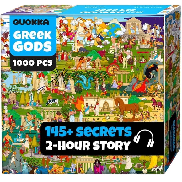 Quokka Casse-Tête de 1000 Pcs pour Adulte – Casse-Têtes de Mythologie Grecque – Casse-Têtes pour Adultes avec Tâches Secrètes et Histoire Audio