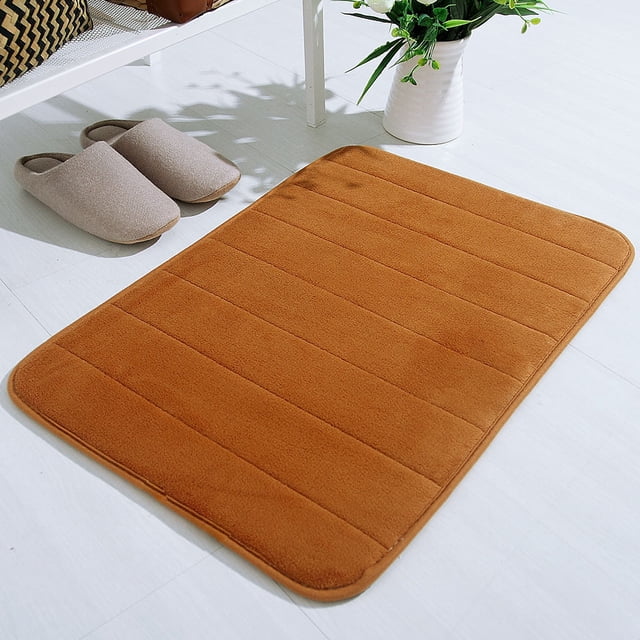 Bigersell Memory Foam Rugs for Bathroom Floor Shower Bath Mat 35 x 19 inch Water Absorbent and Machine Washable Bathroom Rugs Quick Dry Soft Comfortable Bath Mats Carpet Brown