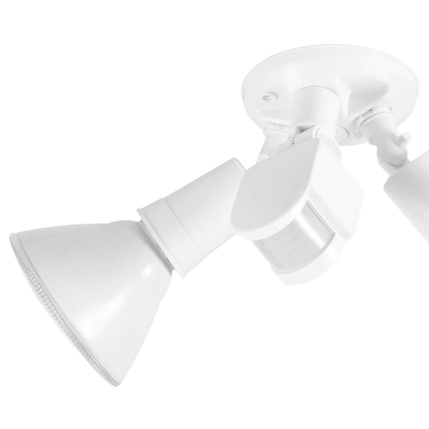 Globe Electric Lampe de sécurité double de 300 W résistante aux intempéries et avec détecteur de mouvement, fini blanc, zone de détection de 180° (79770)