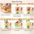 thumbnail image 4 of Portable USB Rechargeable Blender, 380ml Fruit Juicer with 6 Stainless Steel Blades, Food-Grade Plastic, Lightweight Handheld Mixer for Shakes, Travel, and Outdoor Use, 4 of 7