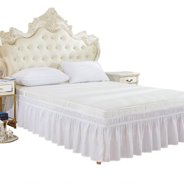 TOPINCN Elastic Polyester Bed Skirt Ruffle Easy Fit Spread Cover Valance, Elastic Bed Skirt, Bed Skirt