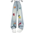 thumbnail image 1 of Girls' Straight Wide Leg Jeans | Comfy Stretch Denim Pants for Ages 5-15, 1 of 8