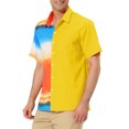 thumbnail image 4 of INSPIRE CHIC Men's Printed Button Down Short Sleeve Pocket Patchwork Shirts S Yellow, 4 of 6