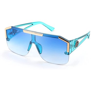 FEISEDY Lunettes de Soleil Carrées à Tige Plate avec Protection une Pièce Sans Monture Élégantes Femmes Hommes UV400 B2765
