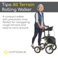 thumbnail image 4 of Comodità Tipo Marcheur Tout-Terrain, Déambulateur Extérieur avec Siège Extra Grand et Freins pour Adultes et Aînés, Pliage Facile, 4 Roues, Rouge Modena, 4 of 4