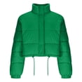thumbnail image 4 of hoksml Women's Cropped Puffer Jacket with Drawstring Hem, Stand Collar Boxy Zip Front Casual Streetwear Short Jacket, 4 of 5