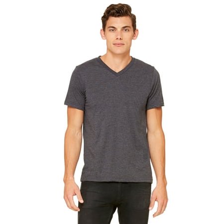 Bella Canvas Mens Jersey V-Neck Tee, S, Dark Grey Heather