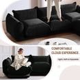 thumbnail image 3 of The Magic Home 3-Seater Modular Floor L-Shaped Chenille Sectional Sofa, Black, 3 of 12