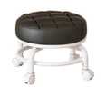 thumbnail image 1 of Black Rolling Low Stool With Wheels Multifunctional Portable Design Durable Pu Leather For Home Office Universal Lightweight Seating #575PA, 1 of 7