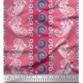 thumbnail image 1 of Soimoi Pink polyester Crepe Fabric Stripe & Paisley Print Fabric by the Yard 42 Inch Wide, 1 of 3