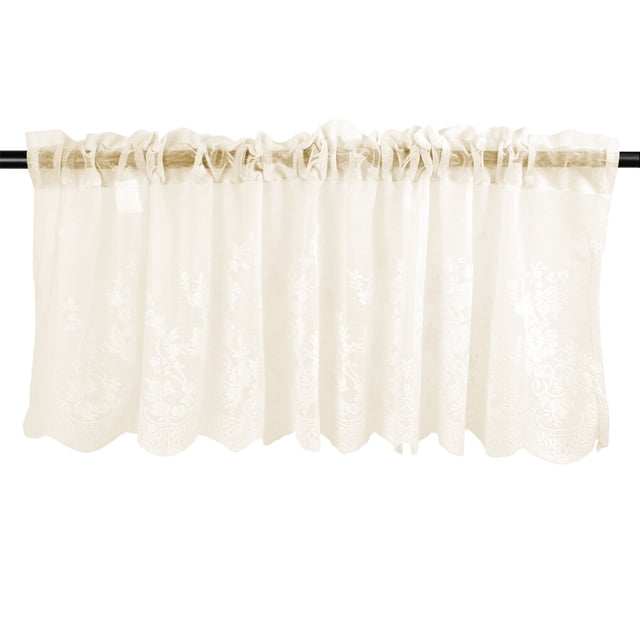 Maoww Rideau de Cuisine en Dentelle à Volants Semi-Transparent Voile Traitement de Fenêtre