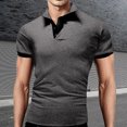 thumbnail image 3 of BOBOGOJP Polos à Col en V pour Hommes à Manches Courtes Polo Classique Core (Gris Foncé,6TG), 3 of 4