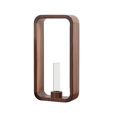 Transprent Glass Test Tube Vase Hydroponics Flowers Vase with Walnut Wooden Frame Aquatic Plants Vases