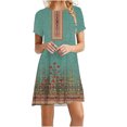 thumbnail image 1 of Cameland Robe d'Été pour Femme, Mode Bord de Mer, Décontractée, Imprimée, à Manches Courtes, à Col Rond, 1 of 4