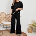 thumbnail image 4 of Ensembles Assortis de Détente pour Femmes, T-Shirts à Manches Courtes à Col Rond, Pantalons Amples à Jambes Larges, Pyjamas, Ensembles de PJs, Vêtements d'Été pour Femmes, 4 of 7