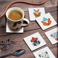 thumbnail image 3 of Inkdotpot Set of 6 Drink Coasters DecorativeNon,SlipCork Base4-inch Square PrintedCoastersEasy Clean- Winter Animals, 3 of 8