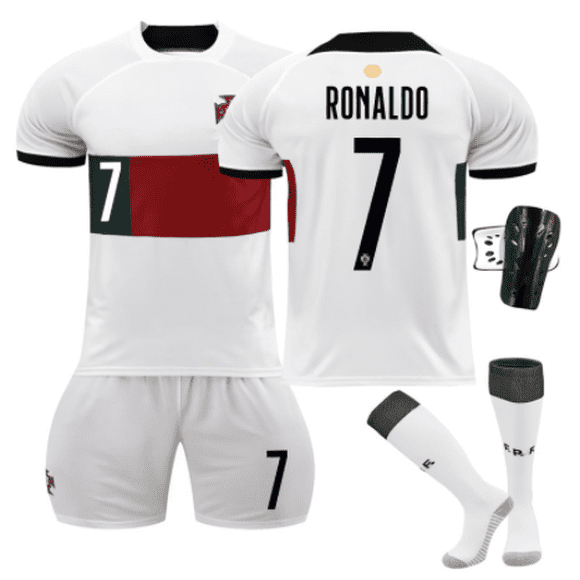 2023 New Men's and Women's Portugal away white Football Team Jersey suit RONALDO 7# children's Fashion Short sleeve adult sport running Soccer Uniforms set with socks for boys and girls SIZE 16-XXL