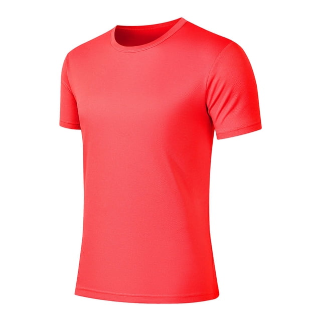 Pisexur T Shirts for Man , Hommes Mode Décontractée Couleur Unie Col Rond Course Exercice et Entraînement Physique Manches Courtes Haut Rouge,P Chemises de Golf Hommes & Chemises Hommes