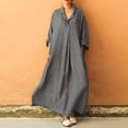thumbnail image 1 of SMihono Robe Maxi Bohème d'Été pour Femmes Grande Taille Mode Femmes Automne Col en V Décontractée Unie Ample Confortable à Manches Longues Robe Plage Évasée Robe d'Été, 1 of 5