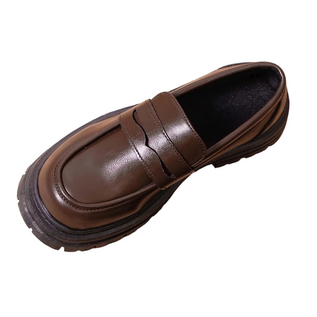 Chaussures pour Femmes Décontractées, Mocassins à Talon à Bout Rond de Couleur Unie à Talon Moyen, Chaussures pour Femmes