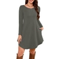 thumbnail image 1 of Robe T-Shirt à Poche, Robe Midi Ample à Manches Longues à Col Rond, Robe Facile pour Tous les Jours pour Femmes, Maternité, Voyage et Tenue de Fin de Semaine Gris Foncé TG, 1 of 5