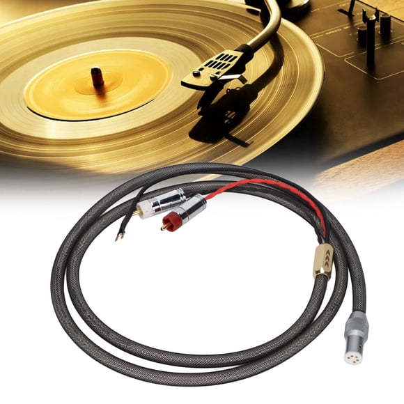 Câble XLR LP vers 5 Broches, Fiche Plaquée Or Câble de Bras de Ton LP Plaqué Argent Stable avec Fil de Terre pour Signal de Tourne-Disque LP 1 m / 3,3 Pi, 1,5 m / 4,9 Pi, 2 m / 6,7 Pi