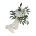 thumbnail image 1 of Langgg White Silk Rose Cascading Bouquets Exquisite Ribbon Tassel Photo Props, 1 of 9