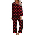 thumbnail image 1 of TIMIFIS Ensemble de Détente pour Femmes - Valentines Day Mignon Imprimé de Cœurs Col Rond Manches Longues avec Pantalon Ensembles de Pyjamas - Ensembles de Pyjama pour Femmes 2 Pcs, 1 of 3