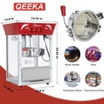 thumbnail image 2 of QEEKA Popcorn Maker Machine,12 Ounce Kettle Stainless Steel Commercial Popcorn Machine with Tempered Glass,Warming Deck,850W Countertop Popcorn Popper for Parties,Events and Home Theater,Red, 2 of 7