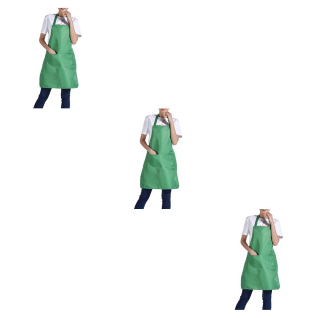 ZheElen 12pcs Innovative And Convenient Adjustable Cotton Linen Kitchen Chef Bib Apron green 3Set