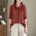 thumbnail image 3 of QIPOPIQ Oversized Women Button Down Shirt Lightweight Square Textured Long Sleeve Blouse Drop Shoulder Tunic Tops Clearance, 3 of 8