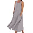 thumbnail image 1 of AherBiu Robe Maxi pour Femmes 2024 Été Décontractée Robe d'Été en Lin Sans Manches Ample Robe Débardeur avec Poches, 1 of 5