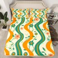 thumbnail image 2 of YST Flowers Bed Sheets Set Queen Size 4pcs, Simple Ripple Printed Room Decor Sheet Set, Gradient Florals Kids Girls Bedding For Bedroom, Yellow Green Retro Leaves Lightweight Bedding Set, 2 of 5