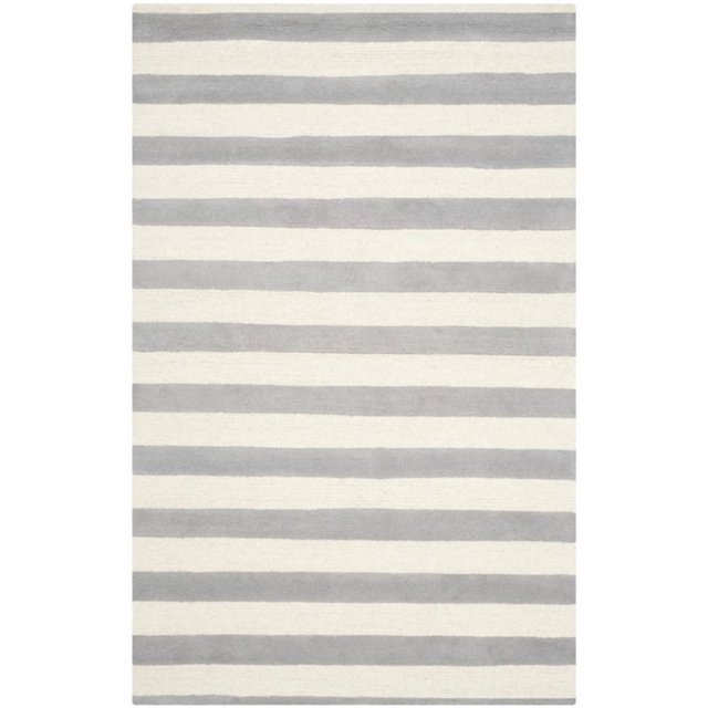 Safavieh Cambridge Collection CAM154A Handmade Moroccan Geometric Grey and Ivory Premium Wool Area Rug (2'6" x 4')