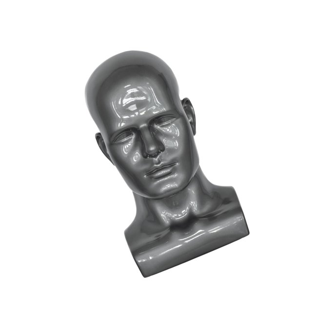 Mannequin pour Homme en PVC Présentoir de Tête Chapeaux Présentoir Chapeau Tête Mannequin Présentoir Perruque Support de Tête Gris