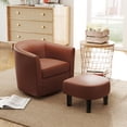 thumbnail image 2 of Giantex Fauteuil d'Appoint Pivotant avec Ottoman, Fauteuil Club Tonneau Moderne, Sofa Simple Pivotant avec Repose-Pieds, Brun, 2 of 9